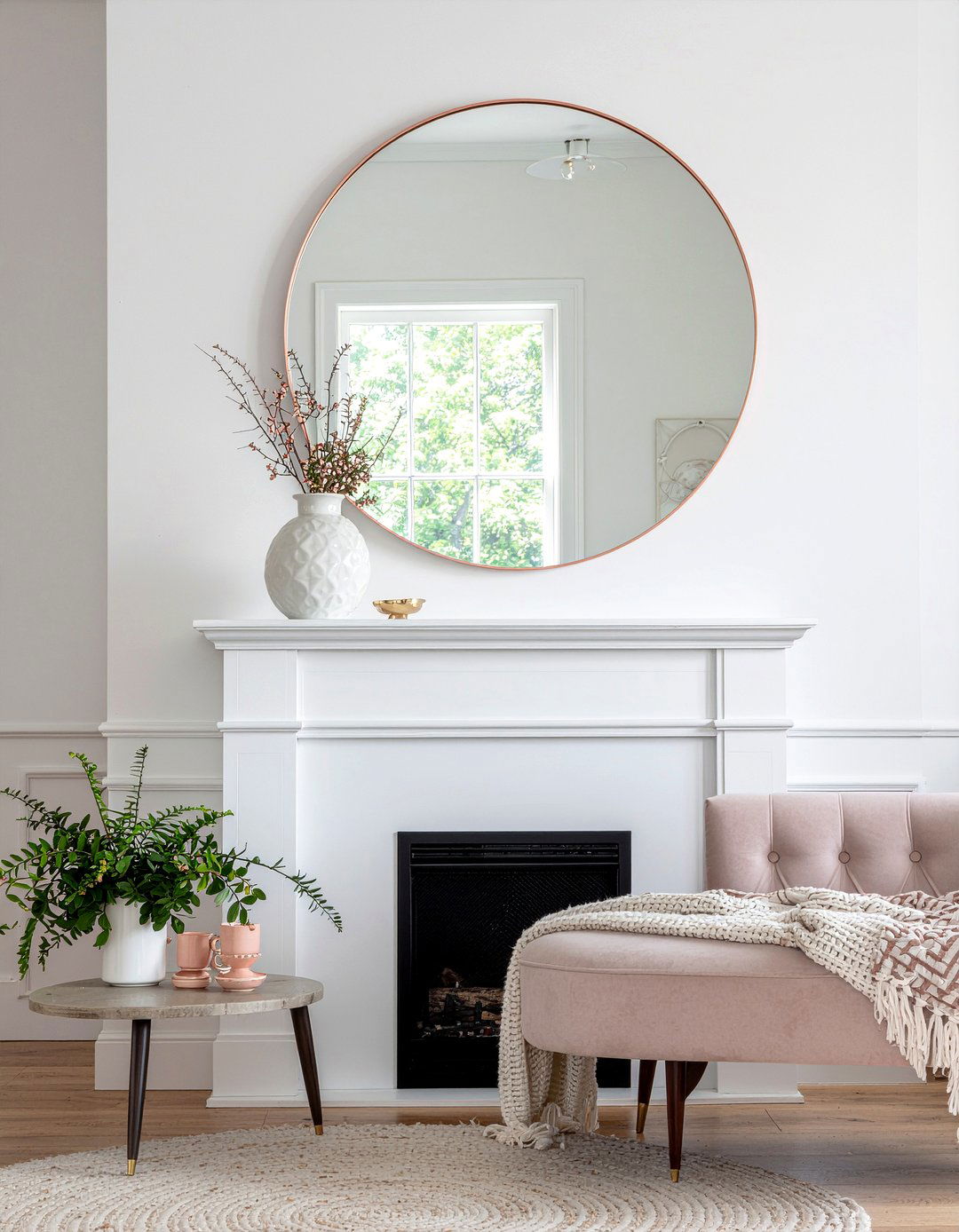 Rose Gold Mirror - 30 rose gold living room ideas