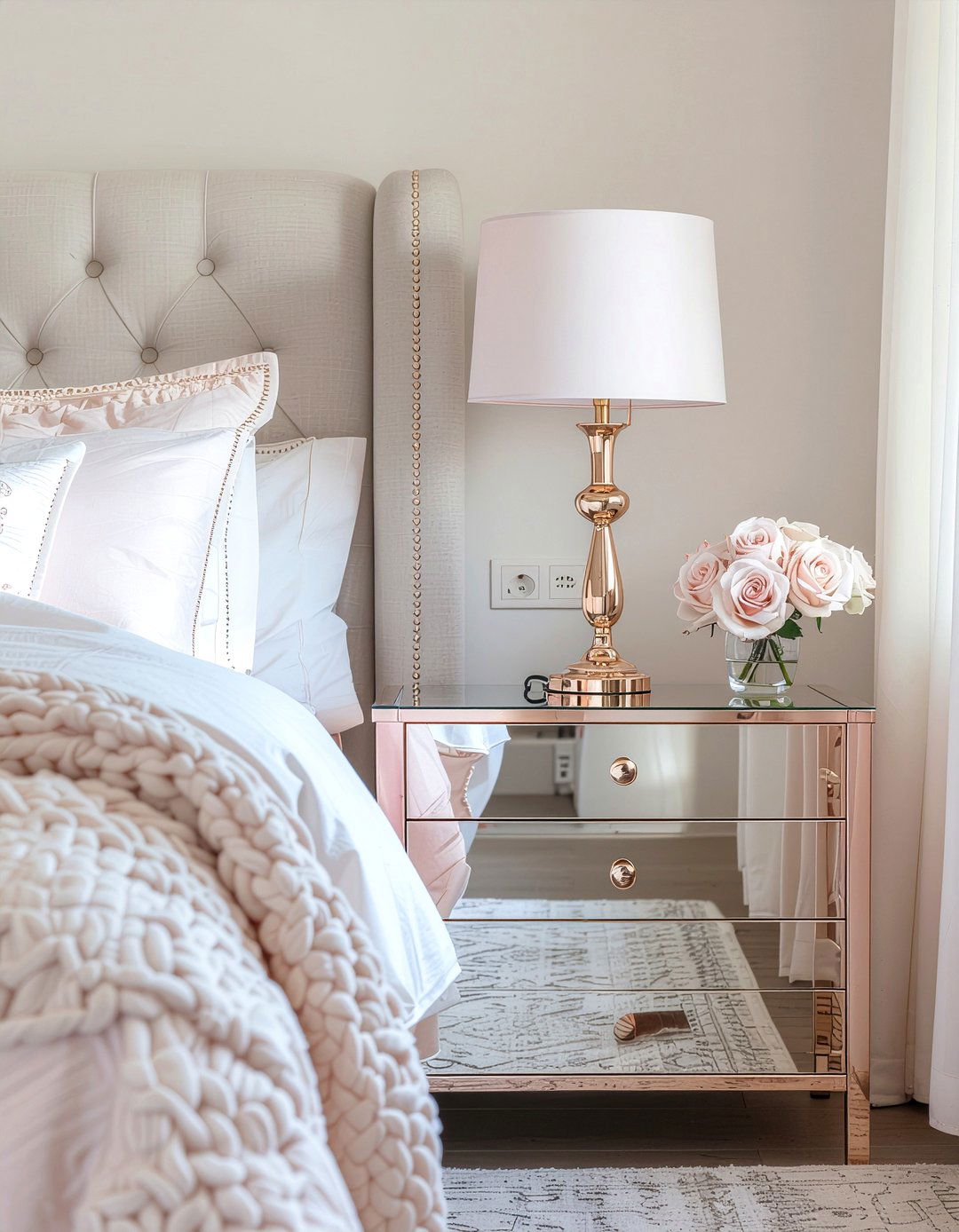 Rose Gold Mirrored Nightstand - 30 bedroom mirrored nightstands