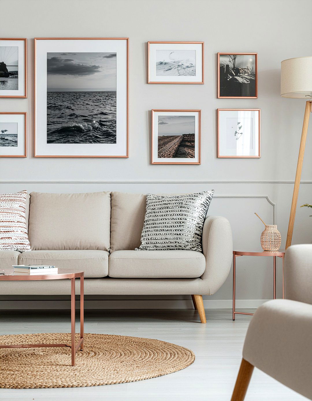 Rose Gold Picture Frames - 30 rose gold living room ideas