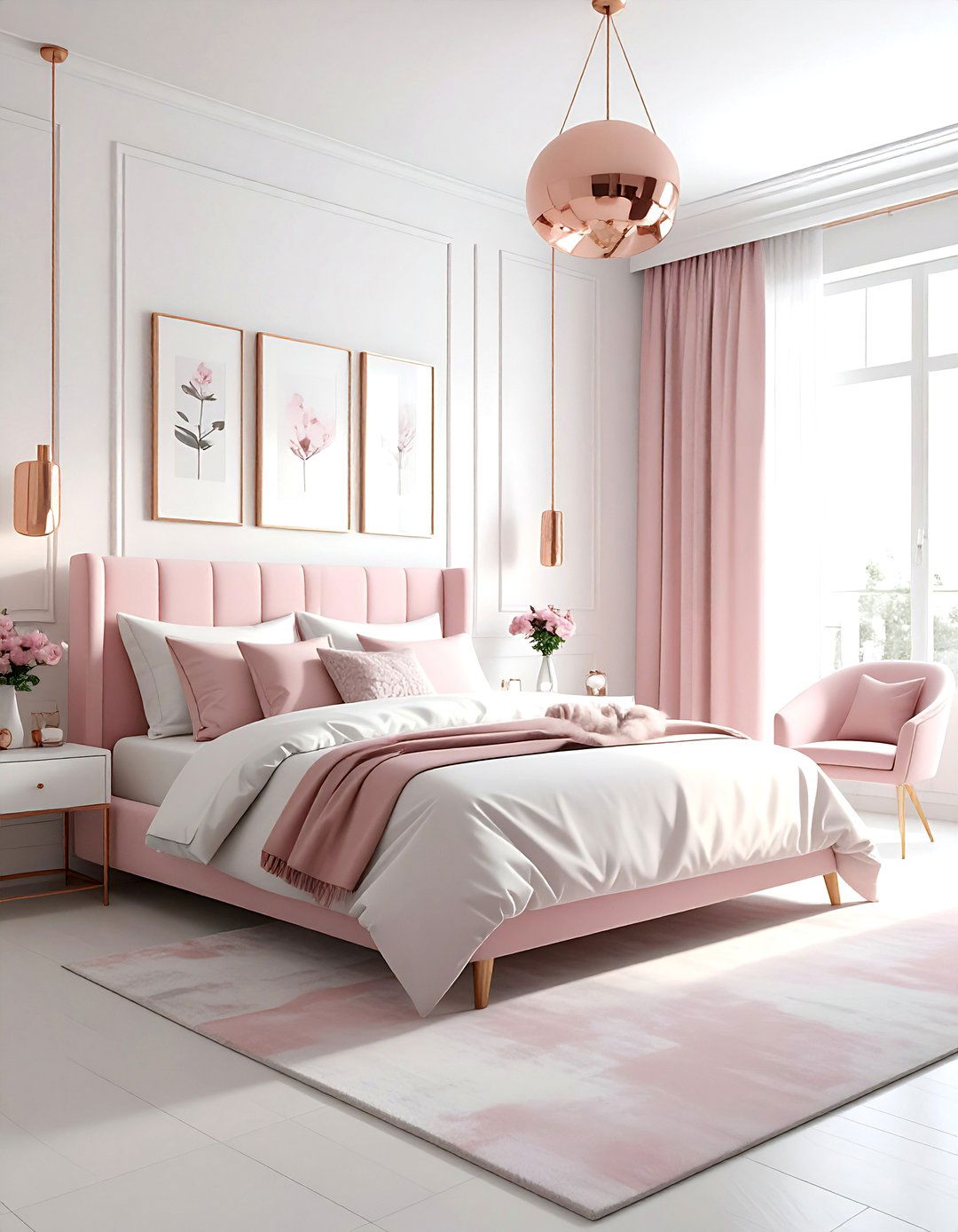 Rose Gold Pink and White Bedroom - 30 pink and white bedroom ideas