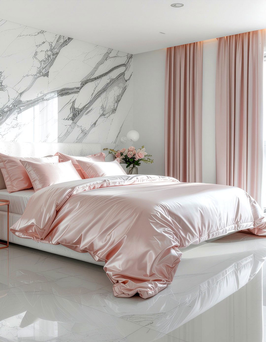 Rose Gold Satin Bedding - 30 satin bedroom ideas