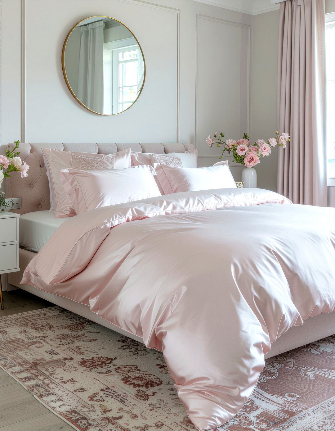 Rose Gold Silk Bedding - 30 bedroom silk bedding ideas