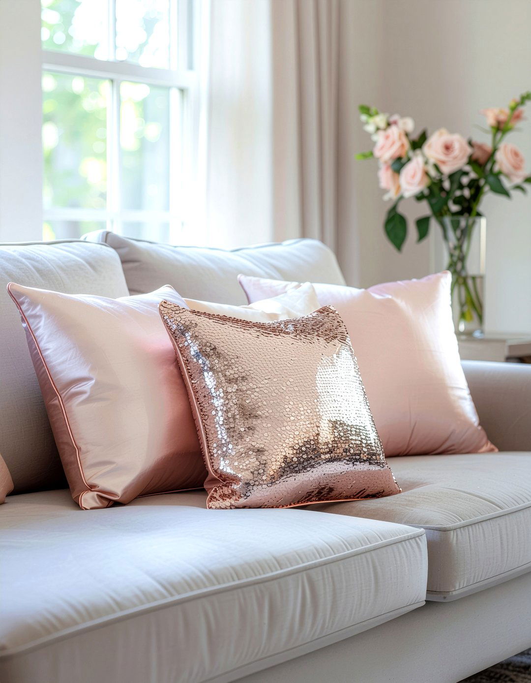 Rose Gold Throw Pillows - 30 rose gold living room ideas