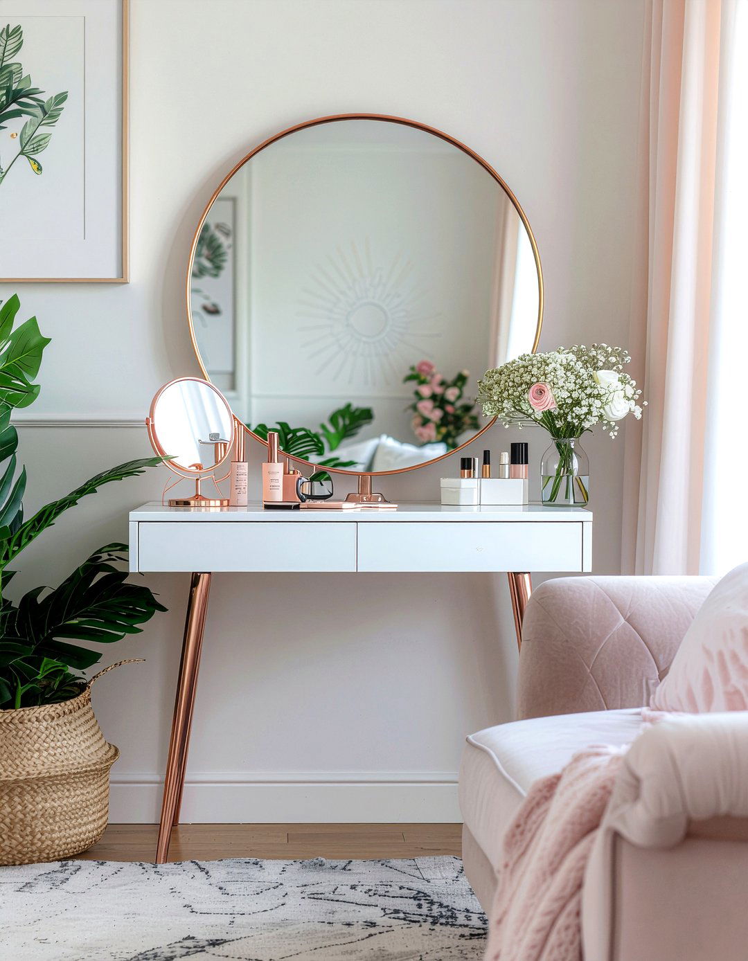 Rose Gold Vanity Table - 30 rose gold bedroom ideas
