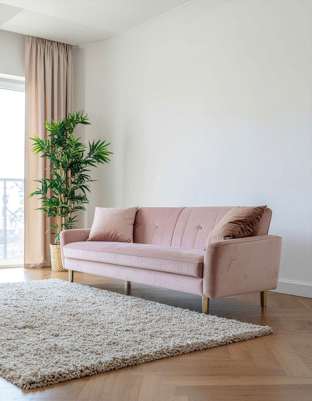 Rose Gold Velvet Sofa - 30 rose gold living room ideas