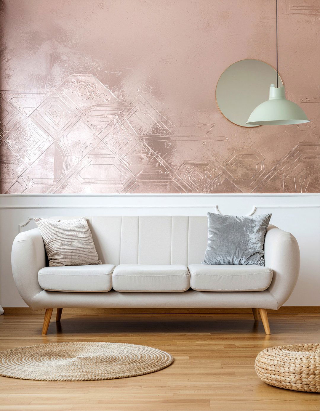 Rose Gold Wallpaper - 30 rose gold living room ideas