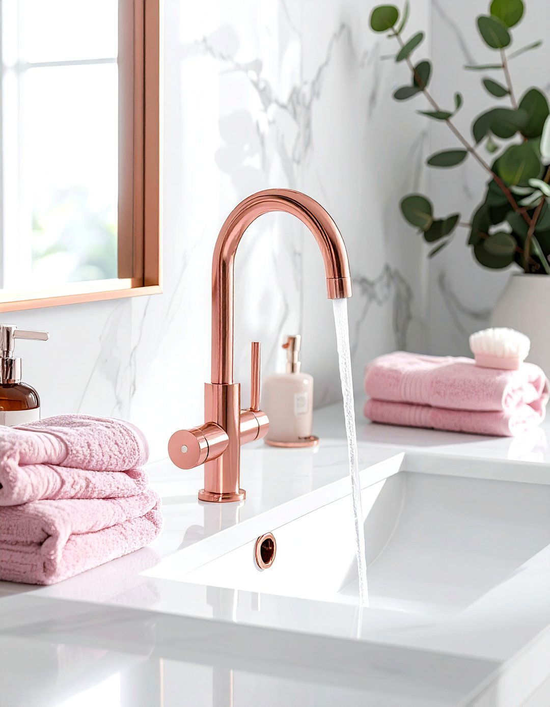 Rose Gold Waterfall Faucet - 30 waterfall faucet ideas