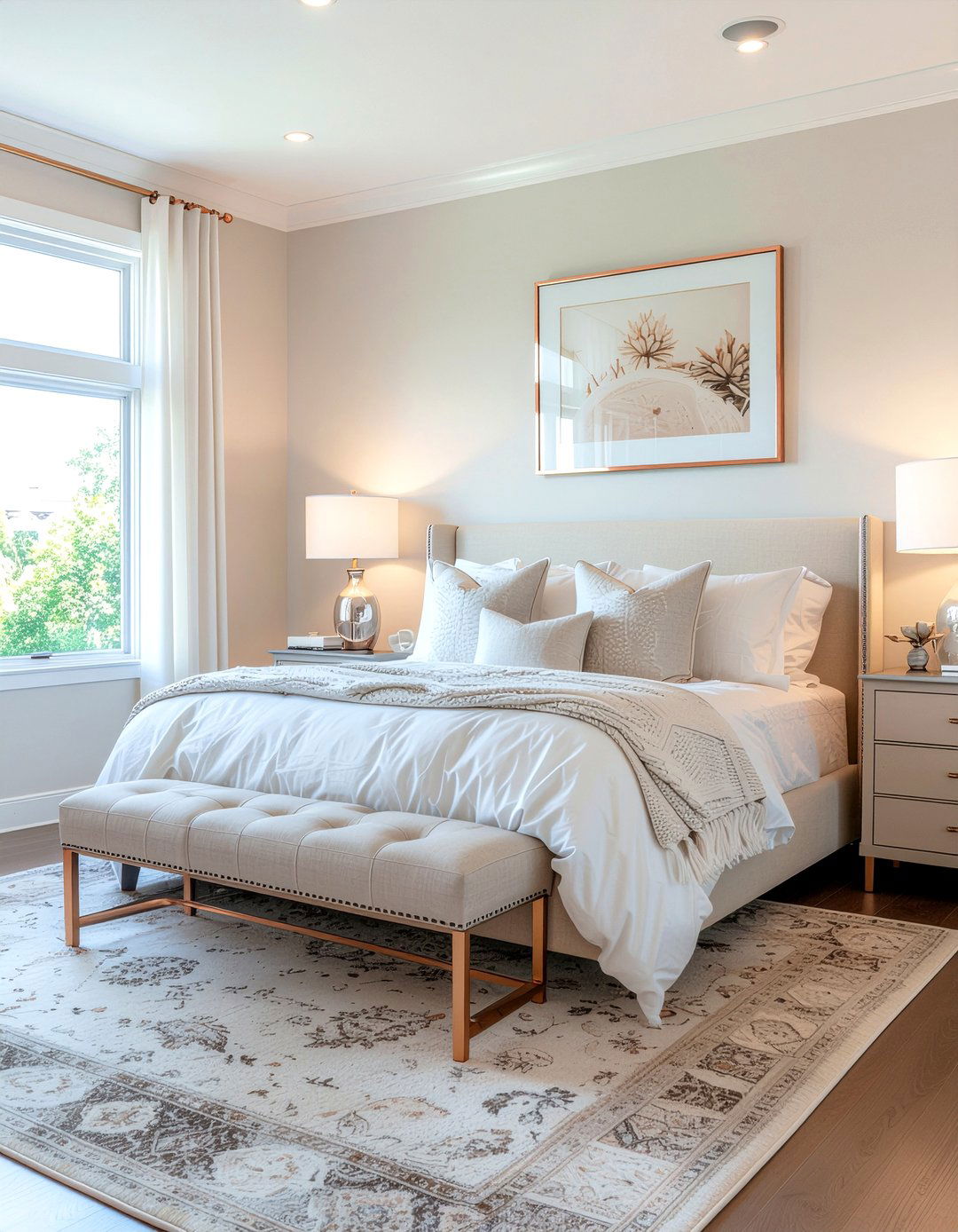 Rose Gold and Cream Bedroom - 30 rose gold bedroom ideas