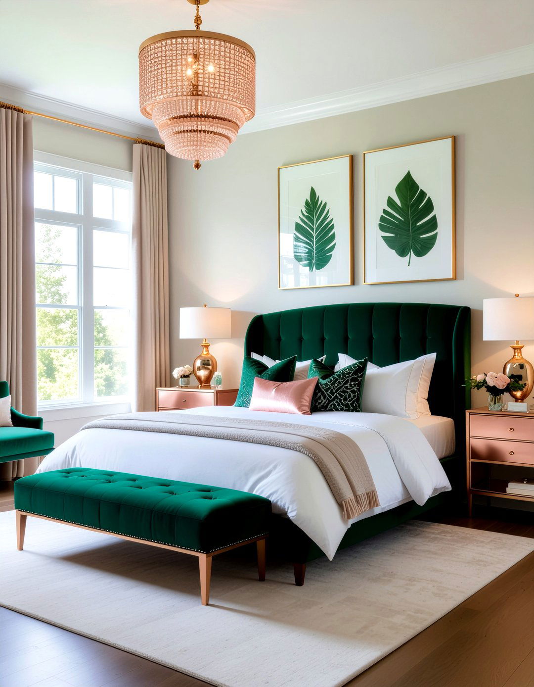 Rose Gold and Emerald Green Bedroom - 30 rose gold bedroom ideas