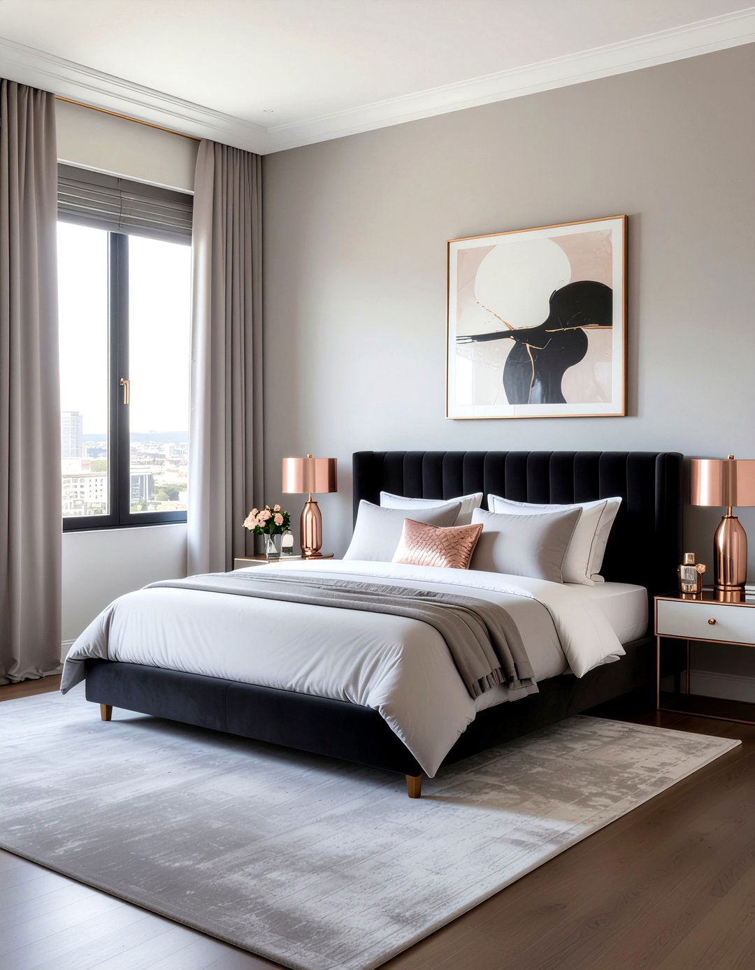 Rose Gold and Grey Bedroom - 30 rose gold bedroom ideas