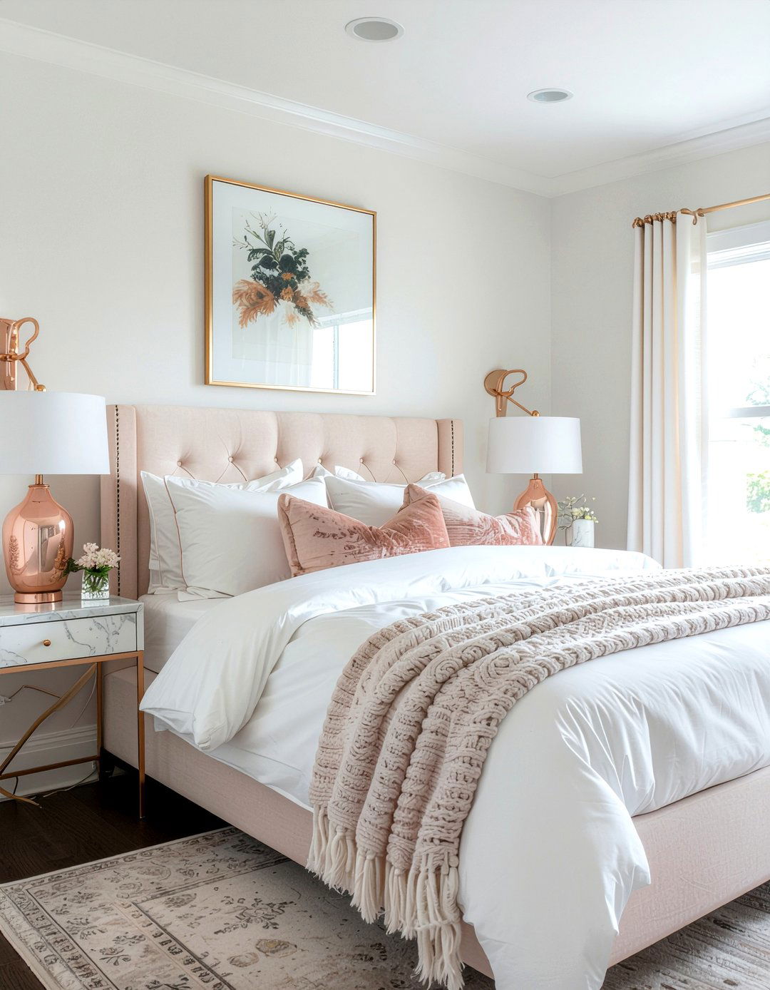 Rose Gold and Marble Bedroom - 30 rose gold bedroom ideas