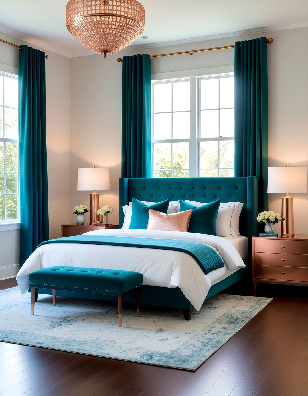 Rose Gold and Teal Bedroom - 30 rose gold bedroom ideas