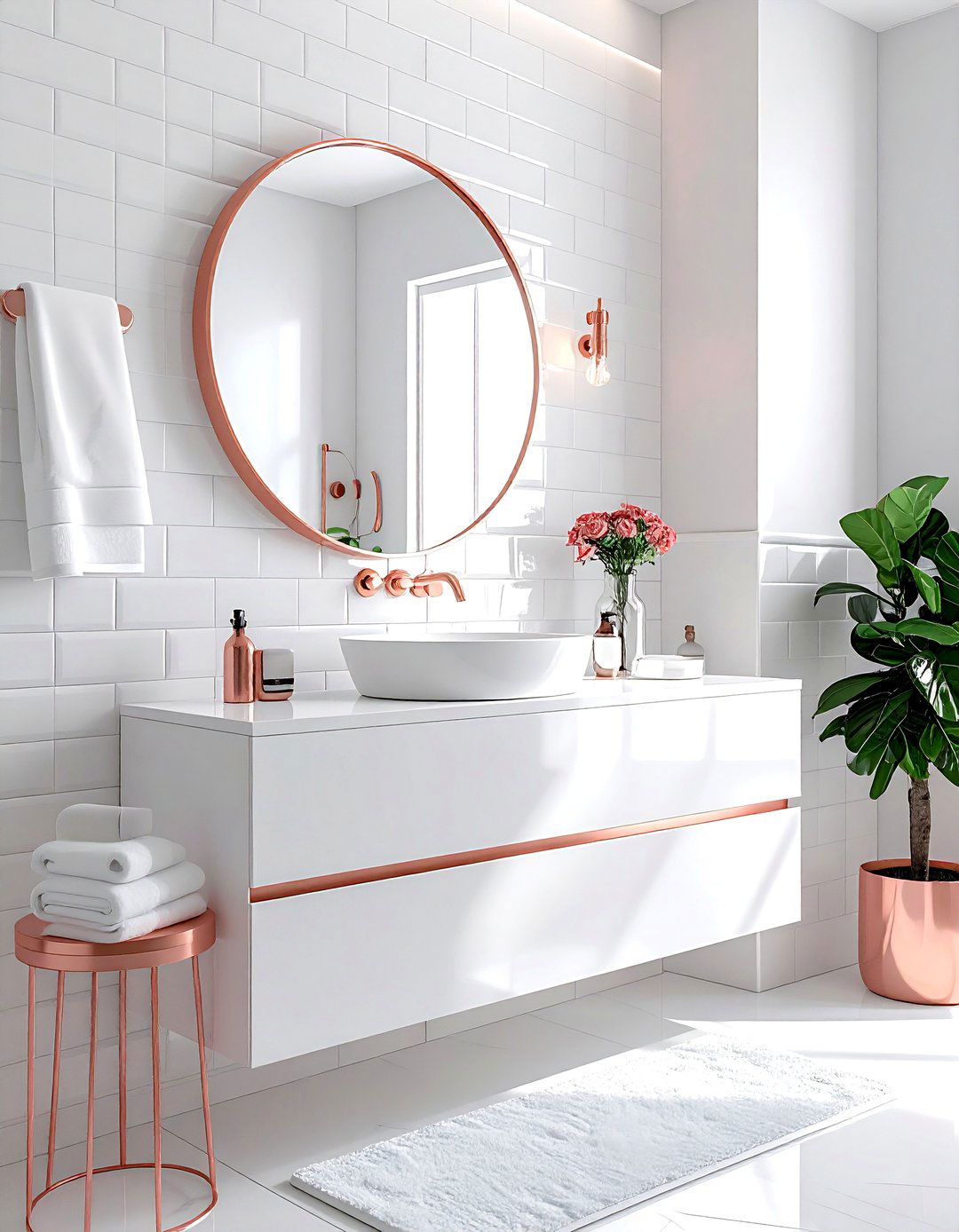 Rose Gold and White Bathroom - 30 rose gold bathroom ideas