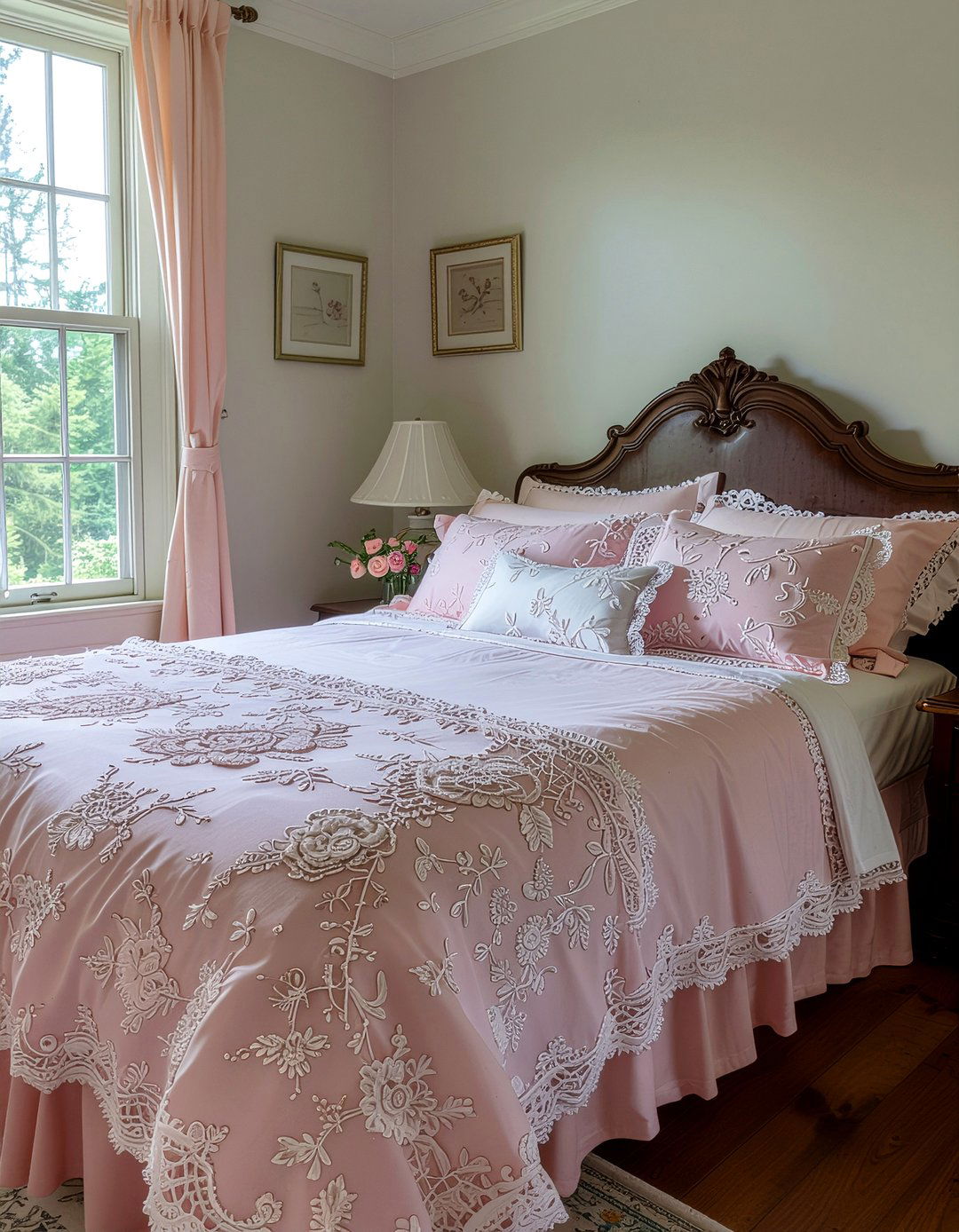Rose Lace Bedspread - 30 rose bedroom ideas