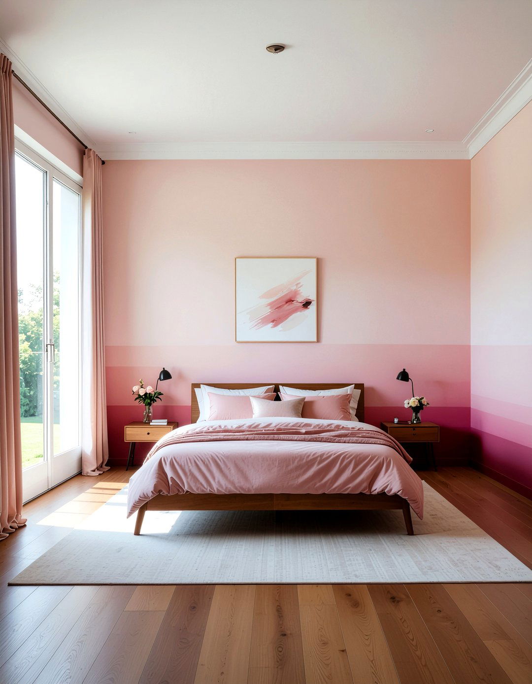 Rose Ombre Walls - 30 rose bedroom ideas