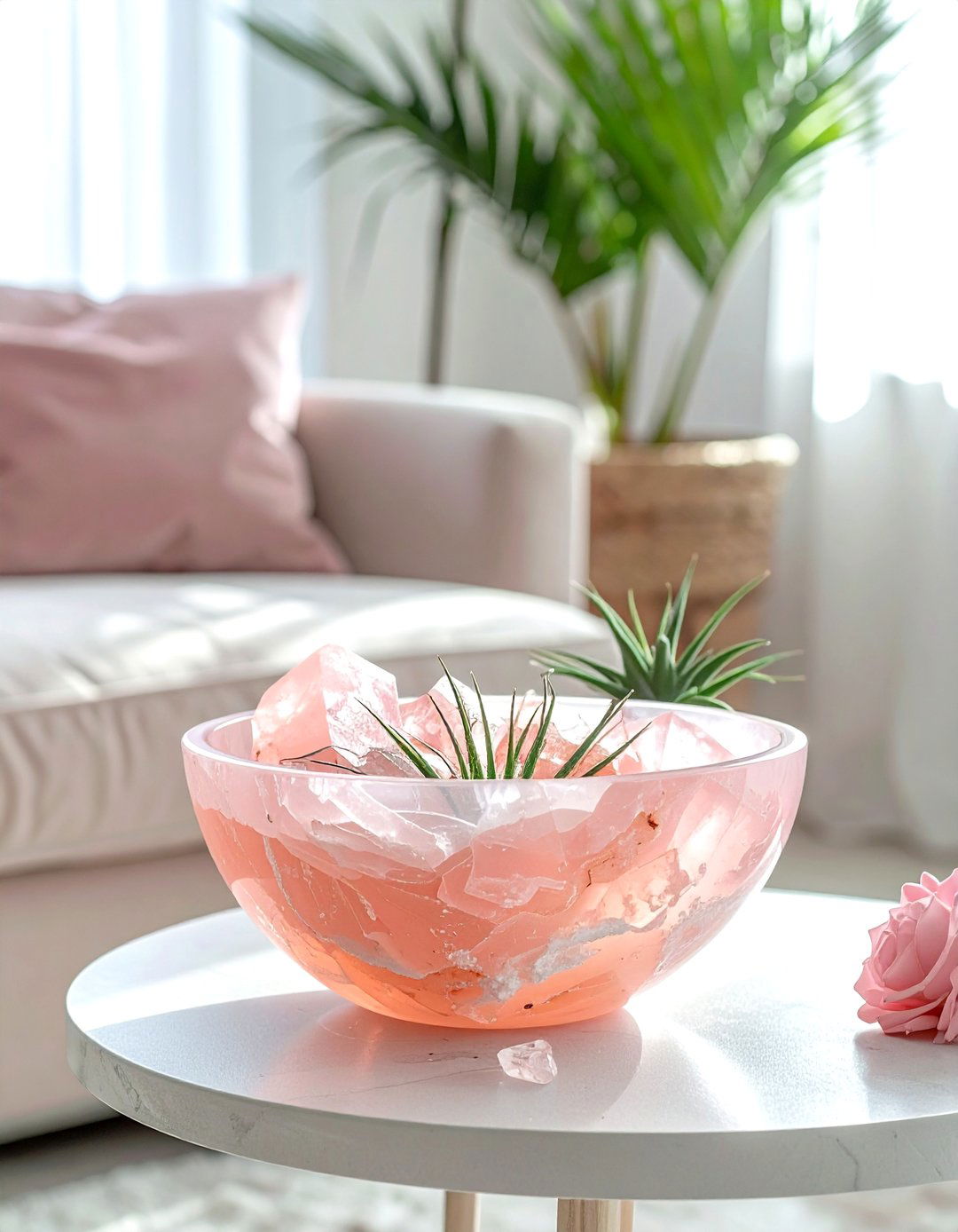 Rose Quartz Bowl - 30 mineral decor ideas