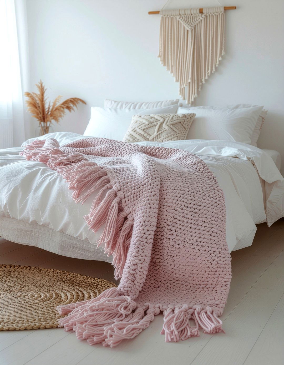 Rose Tassel Blanket - 30 rose bedroom ideas