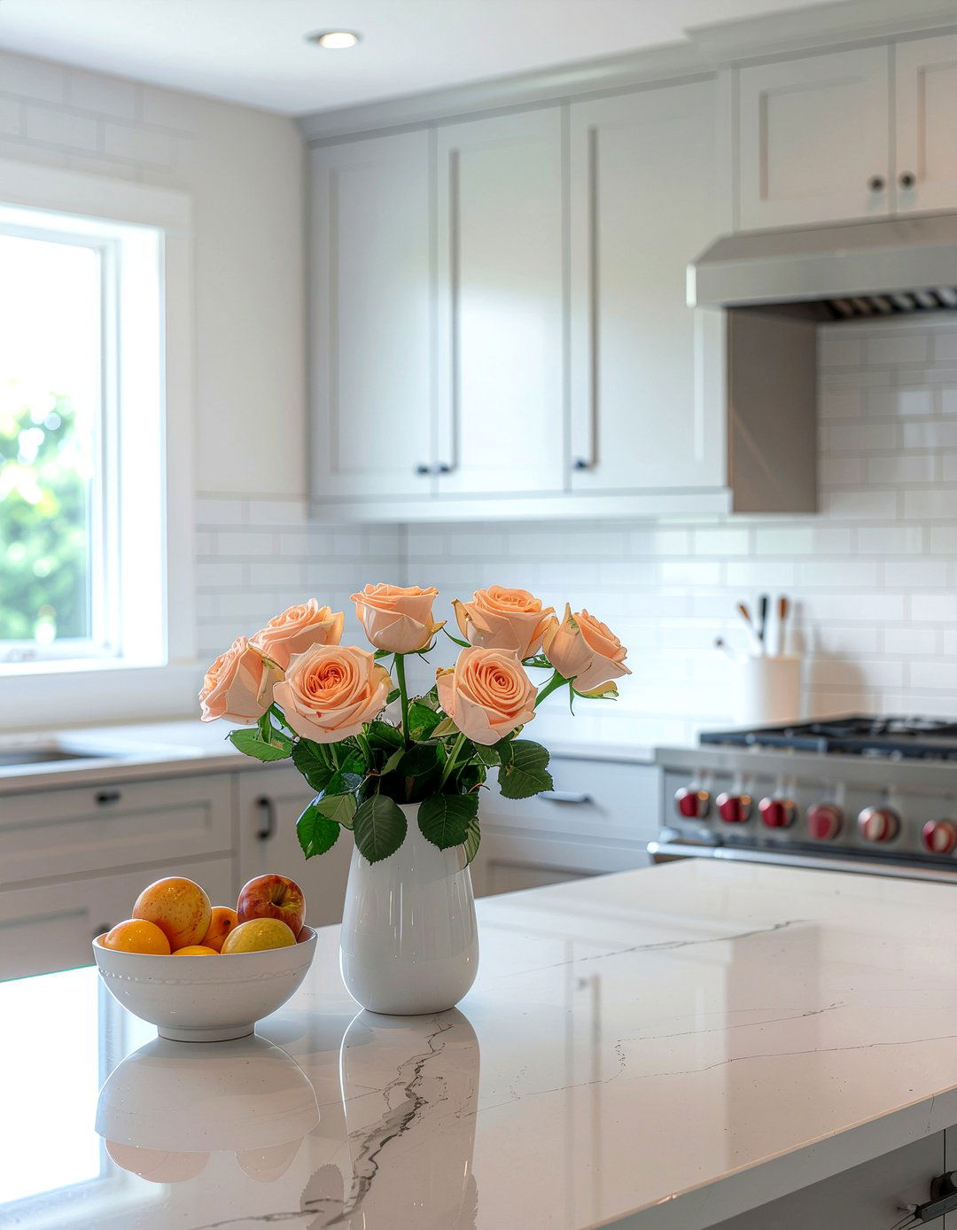 Rose bouquet for kitchen counter - 30 kitchen flower arrangement ideas