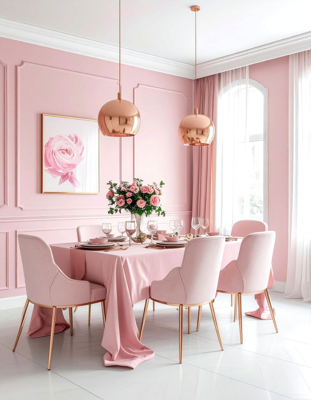 Rose gold and pink dining room - 30 pink dining room color schemes