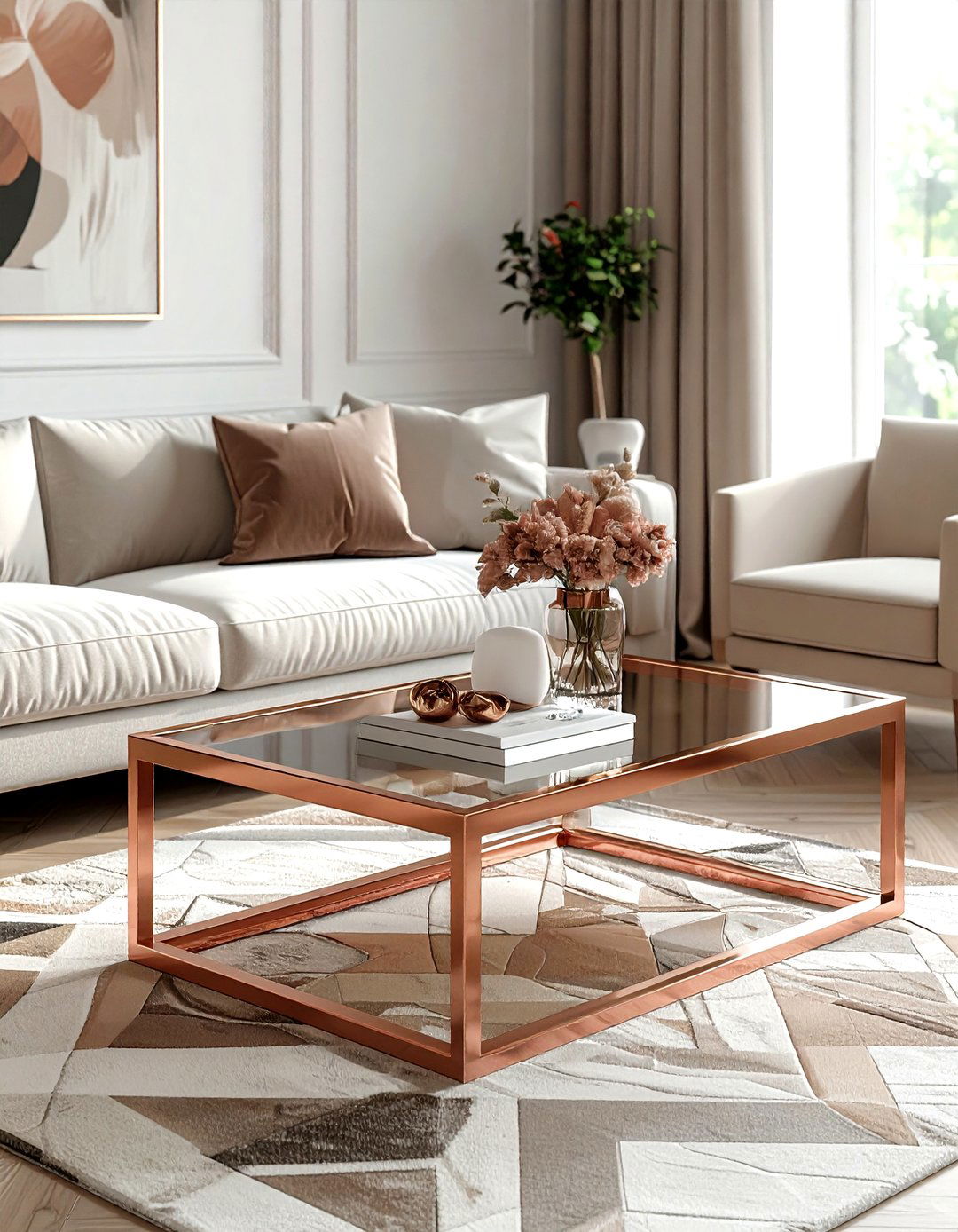 Rose gold coffee table - 30 rose gold decor ideas