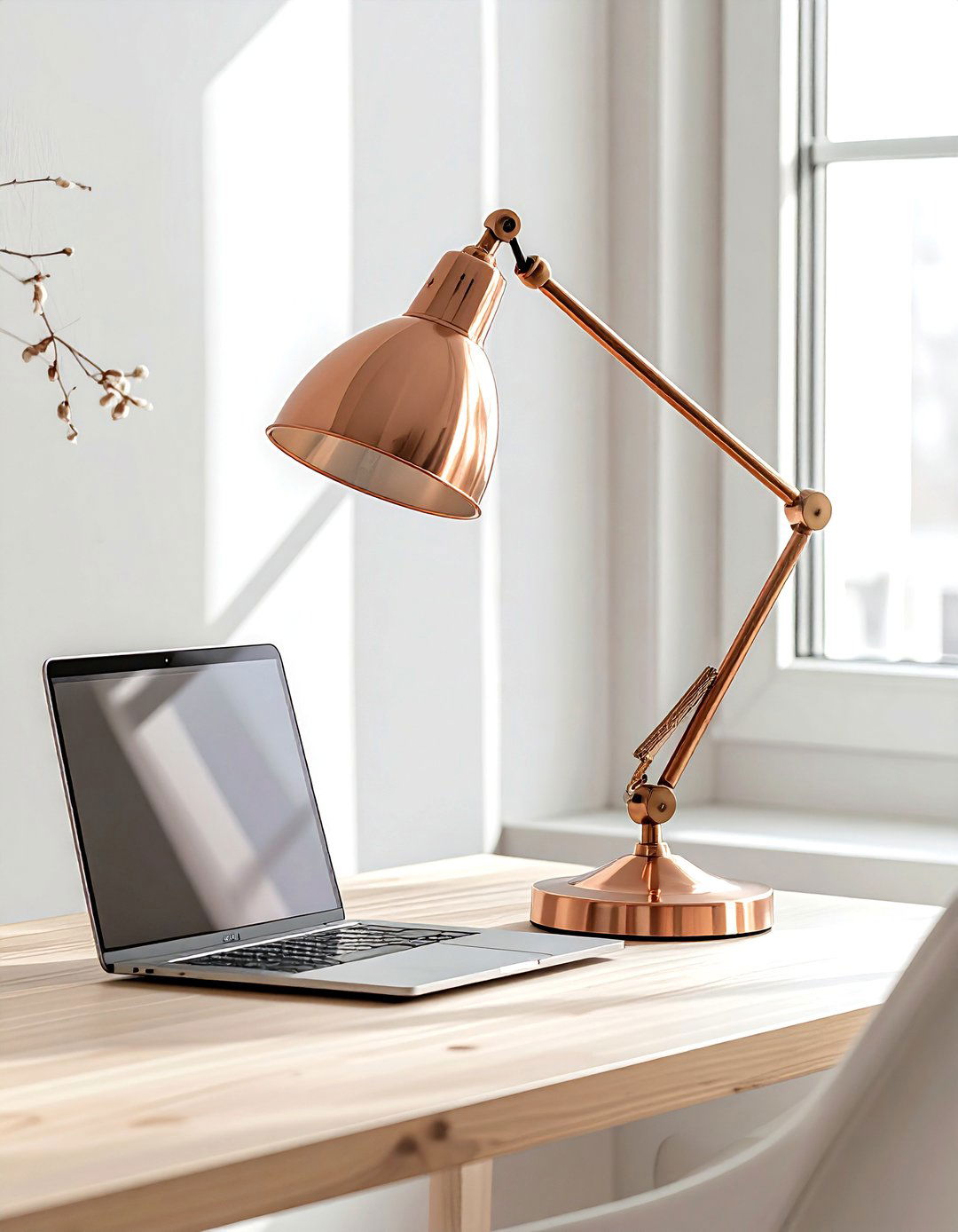 Rose gold desk lamp - 30 rose gold decor ideas