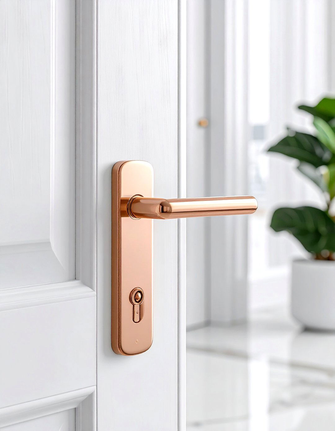 Rose gold door handle - 30 rose gold decor ideas