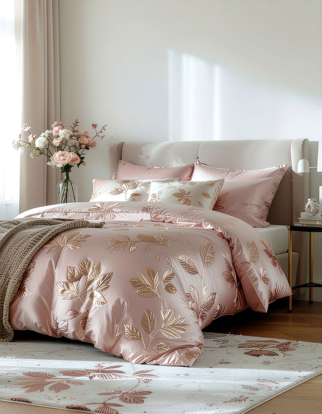 Rose gold floral - 30 floral themed bedroom ideas