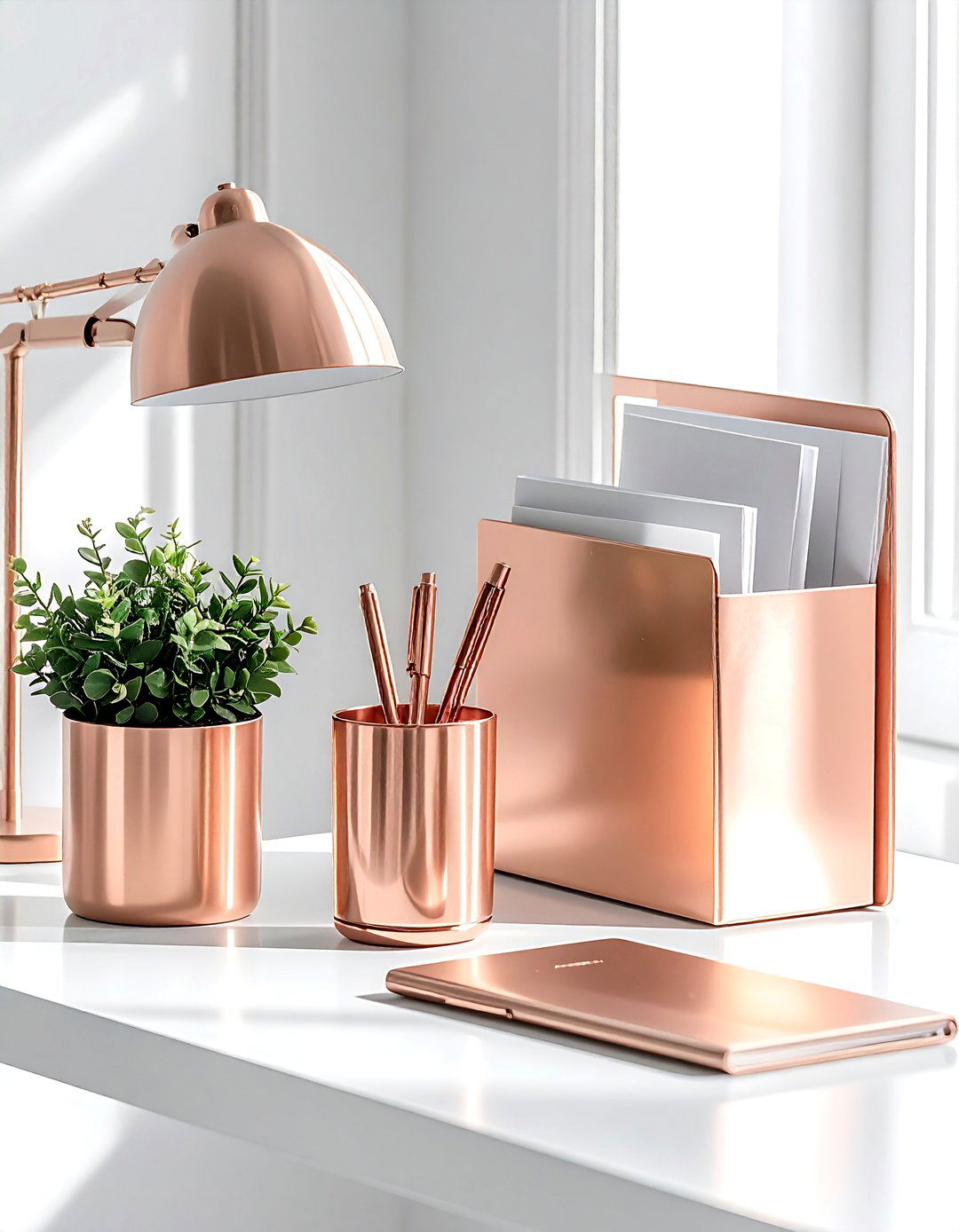 Rose gold office accessories - 30 rose gold decor ideas