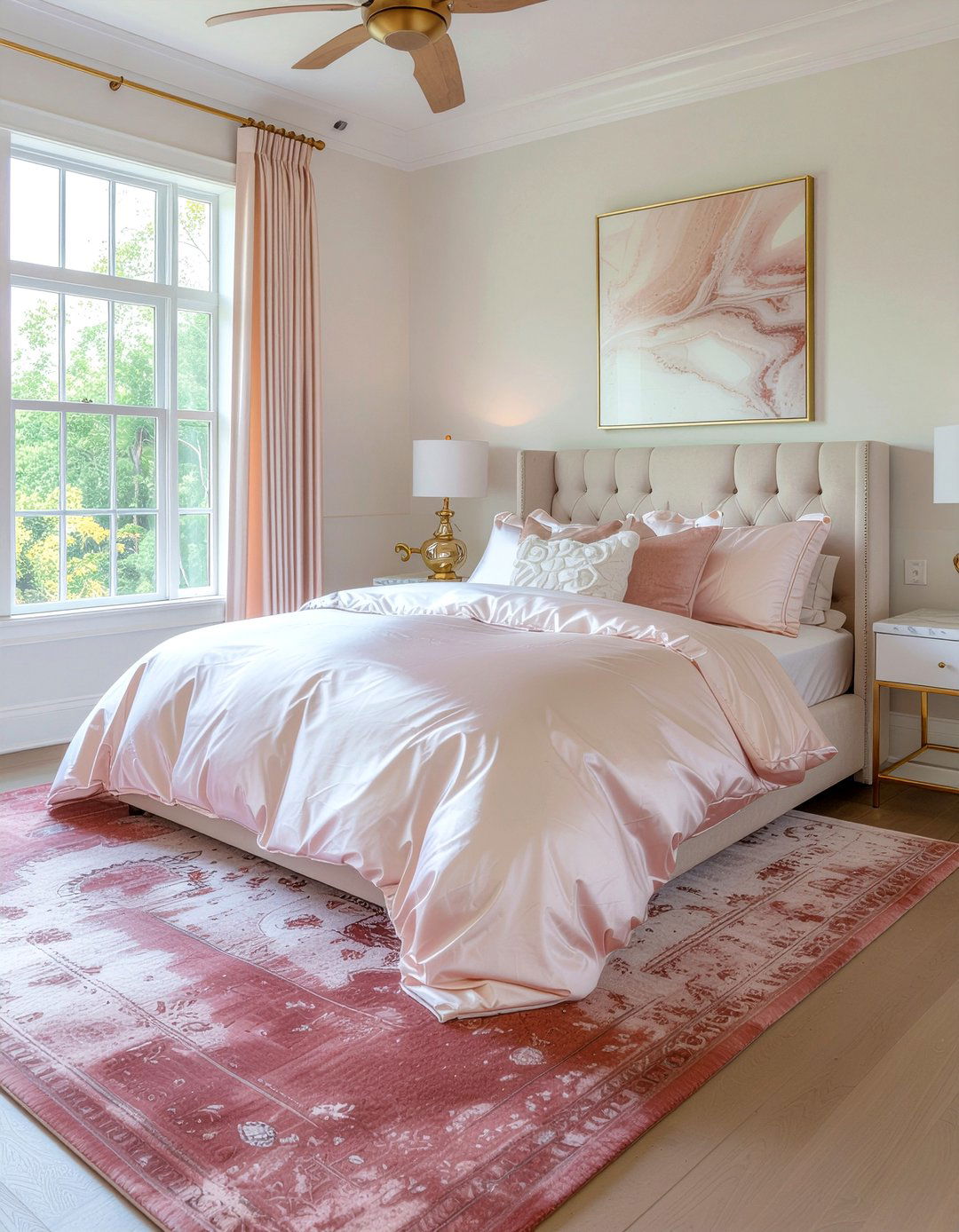 Rose gold satin sheets - 30 bedroom satin bedding ideas