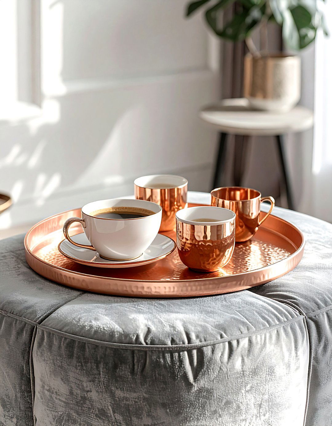 Rose gold serving tray - 30 rose gold decor ideas