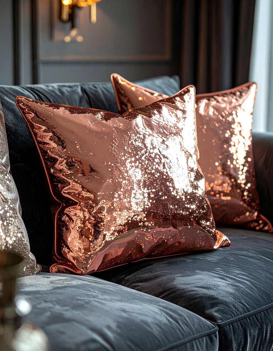 Rose gold throw pillow - 30 rose gold decor ideas