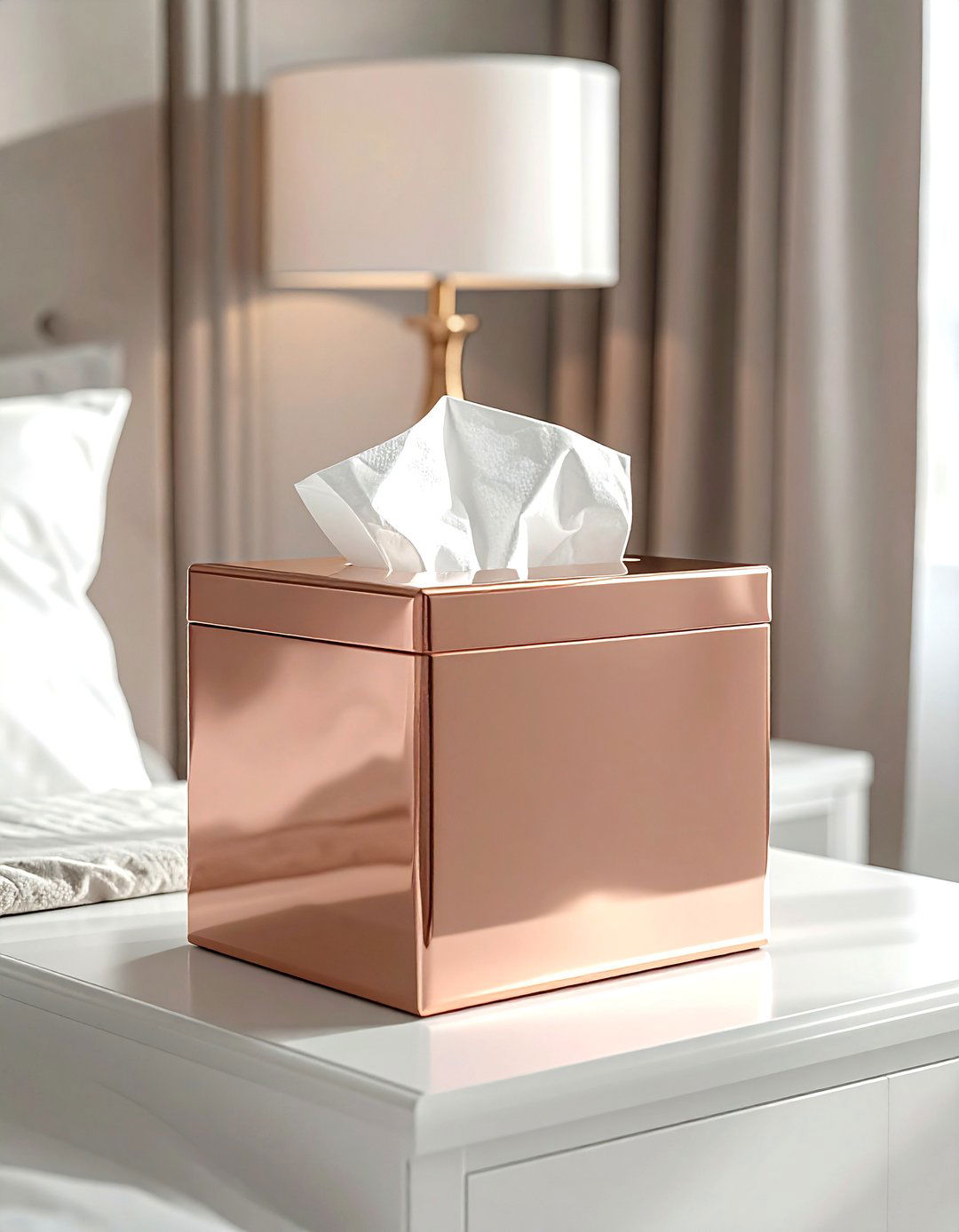 Rose gold tissue box cover - 30 rose gold decor ideas