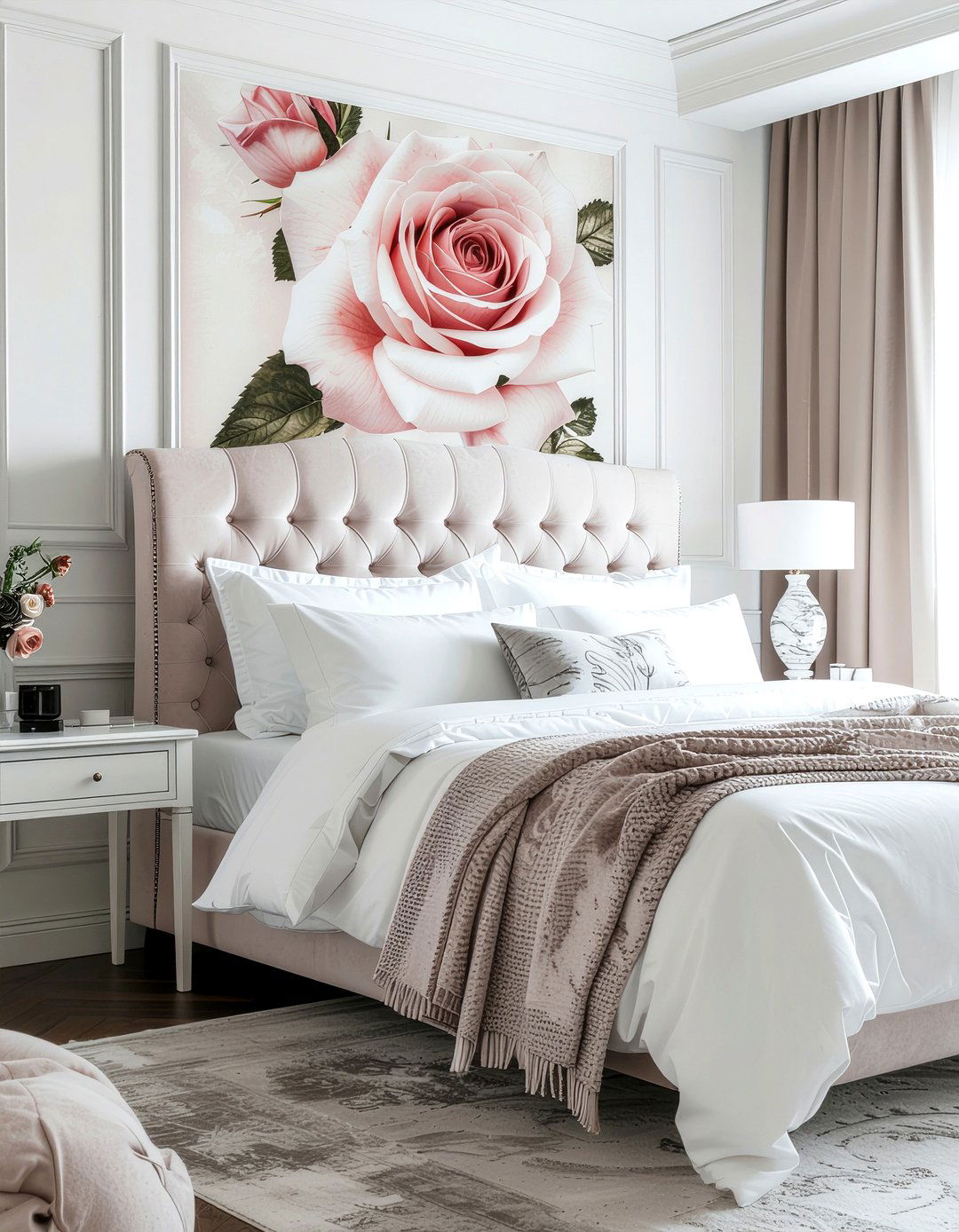 Rose pattern headboard - 30 floral pattern decor ideas