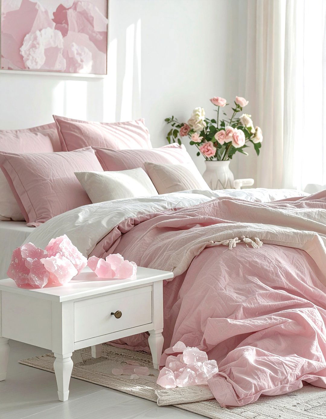 Rose quartz bedroom - 30 crystal decor ideas