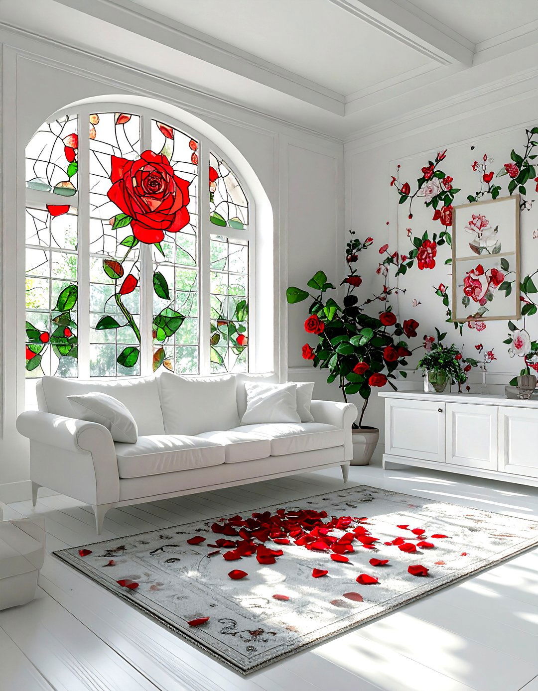 Rose stained glass window - 30 living room stained glass ideas