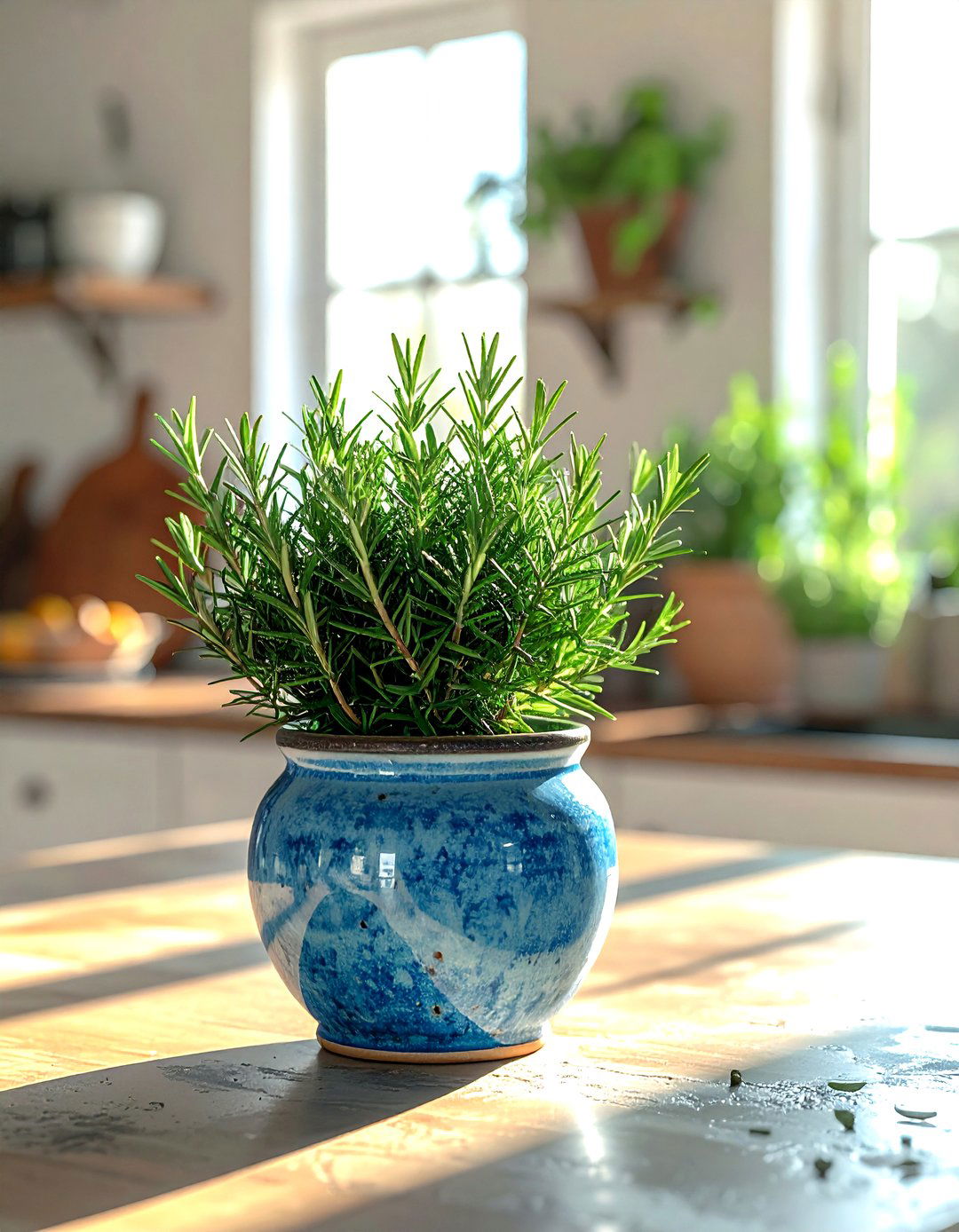 Rosemary plant in ceramic pot - 30 kitchen plant ideas