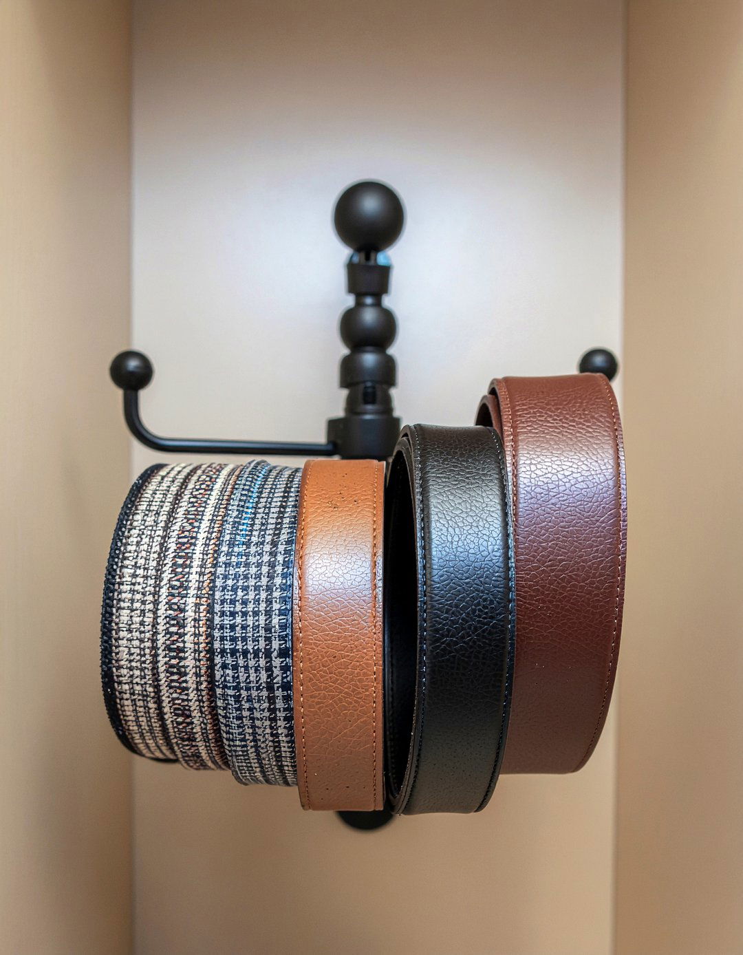 Rotating Belt Hanger - 30 bedroom belt organizers