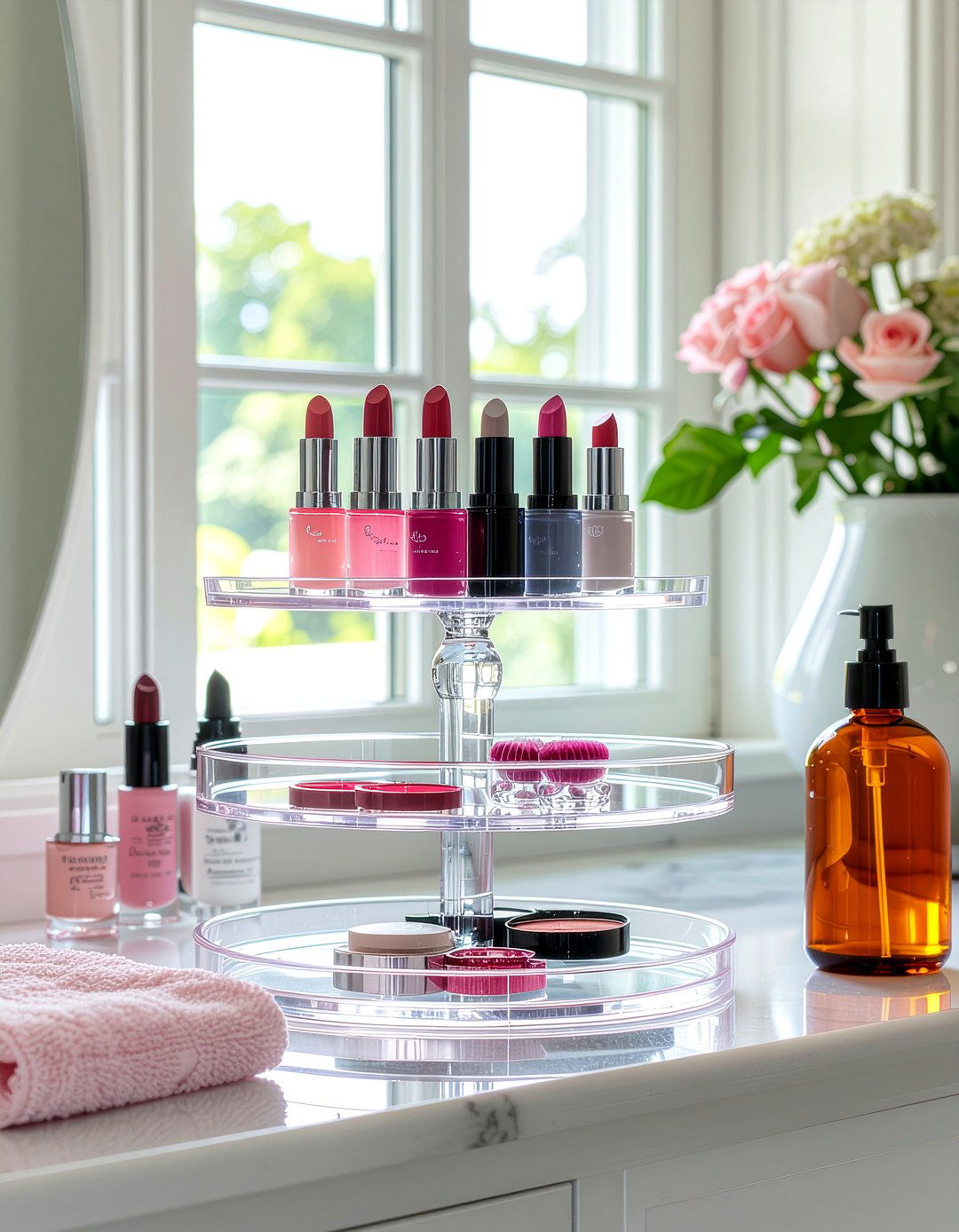 Rotating Makeup Turntable - 30 bathroom organizer set ideas