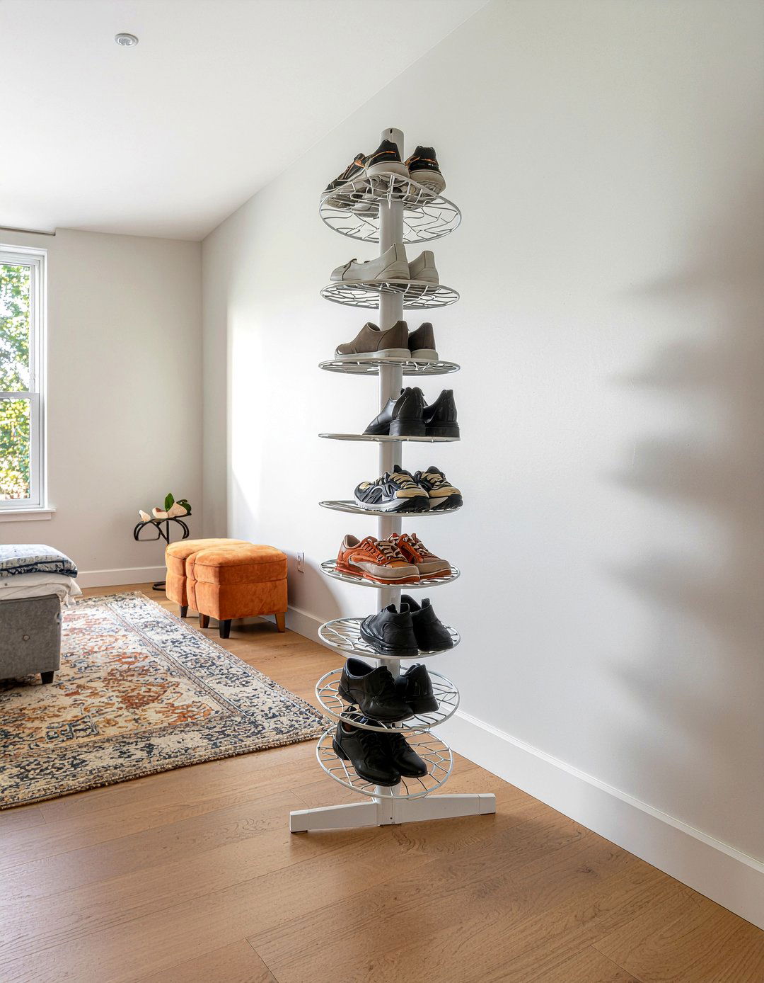 Rotating shoe rack - 30 bedroom adjustable furniture ideas