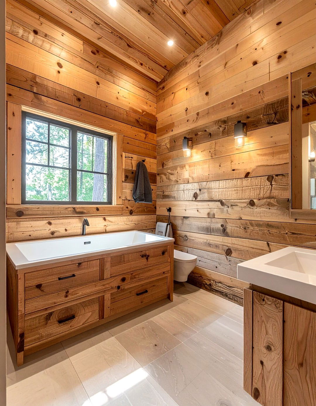 Rough Sawn Wood Siding - 30 rustic bathroom ideas