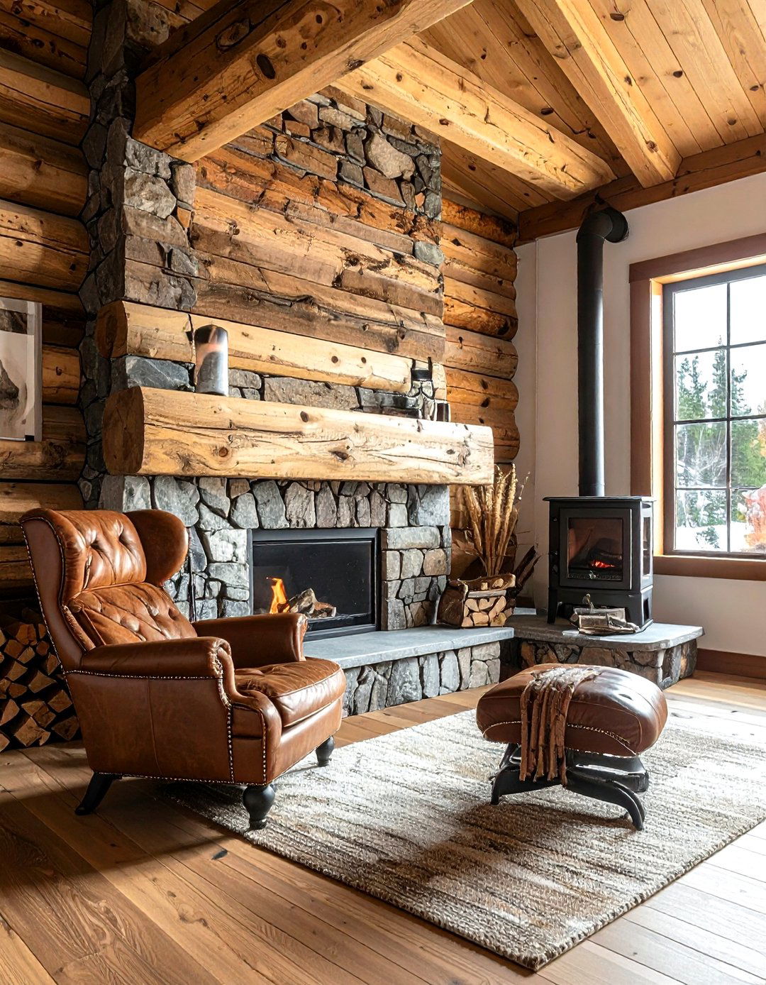 Rough Sawn Wood Wall - 30 living room plank wall ideas