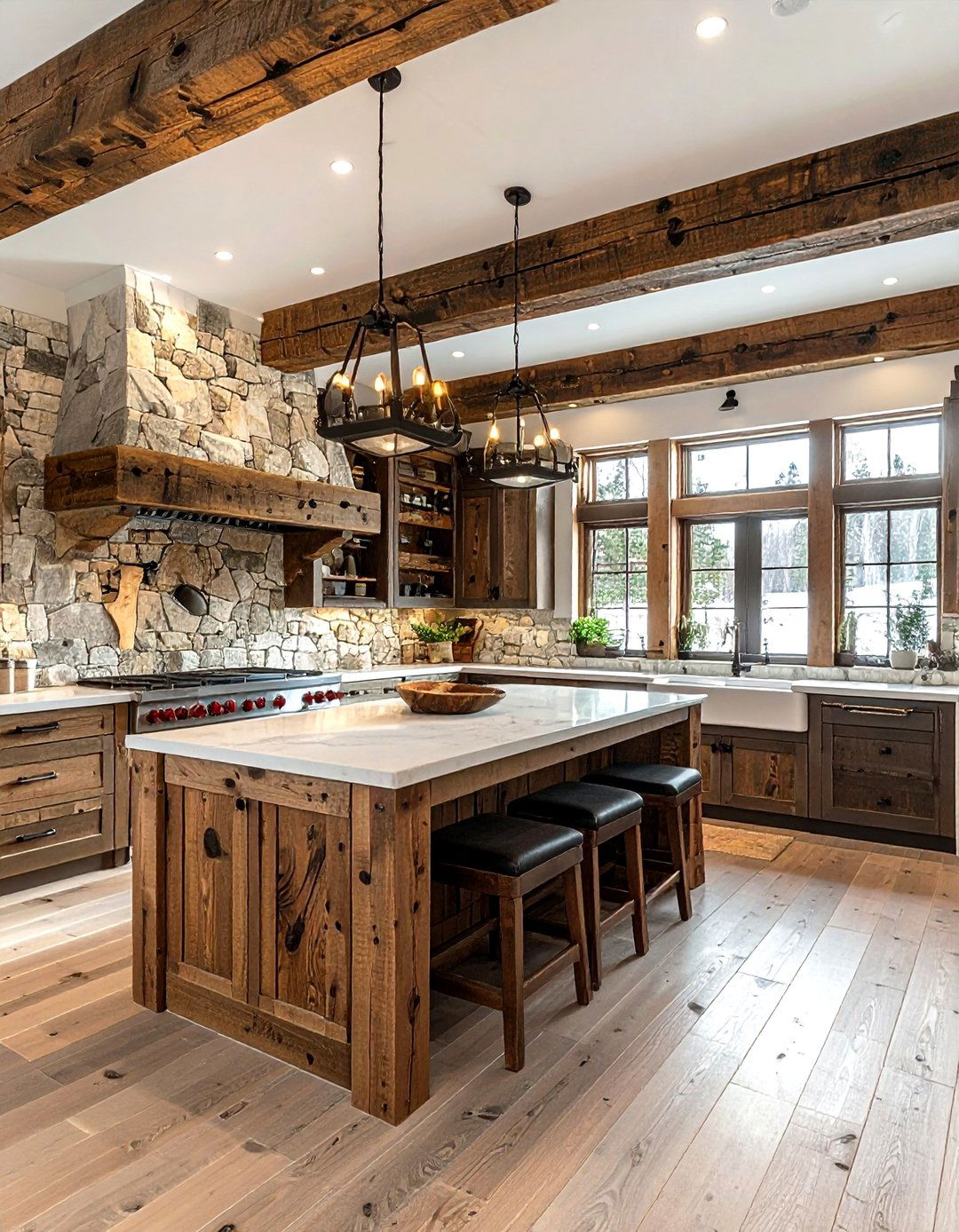 Rough hewn kitchen beams - 30 kitchen beamed ceiling ideas