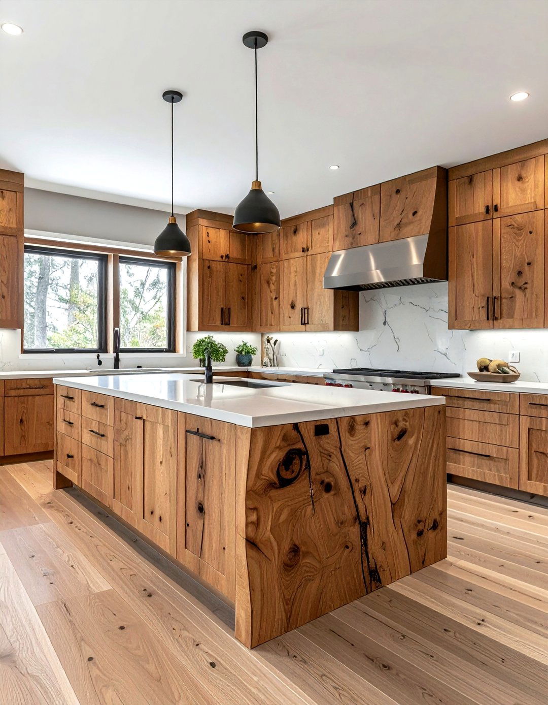 Rough sawn wood cabinets - 30 natural wood kitchen cabinet ideas