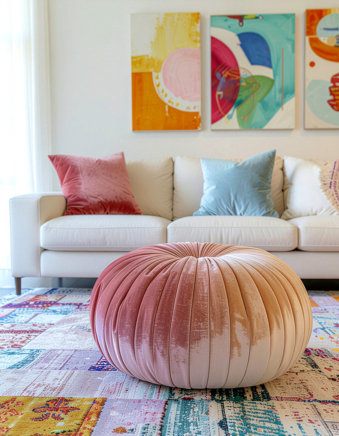 Round Accent Pillows - 30 living room pillow styling ideas