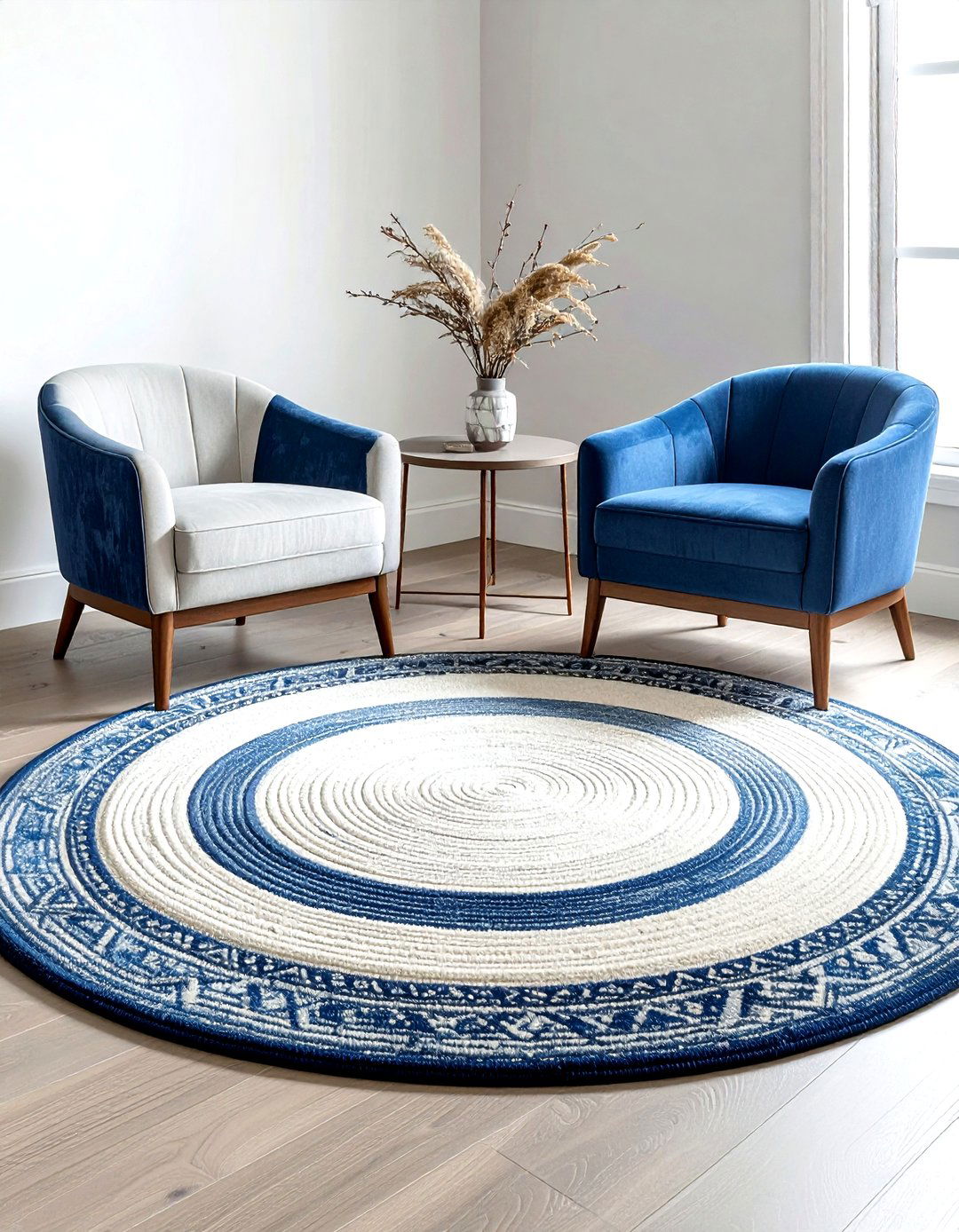 Round Area Rug - 30 living room space saving ideas