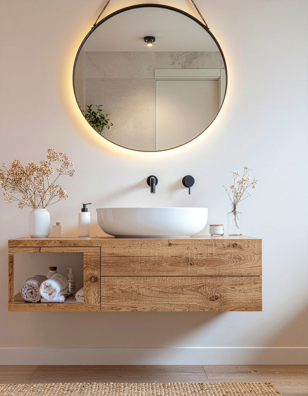 Round Bathroom Mirror - 30 Scandinavian bathroom ideas
