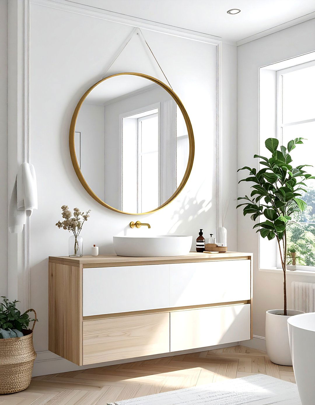 Round Bathroom Mirror - 30 airy bathroom ideas