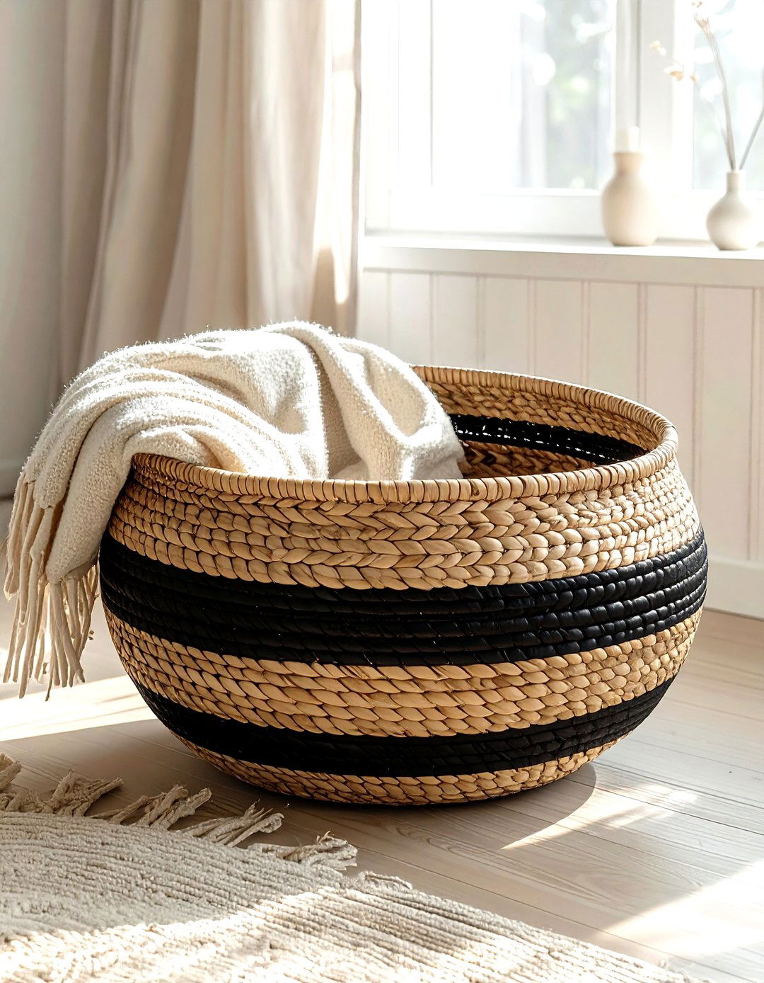 Round Belly Basket - 30 living room storage basket ideas
