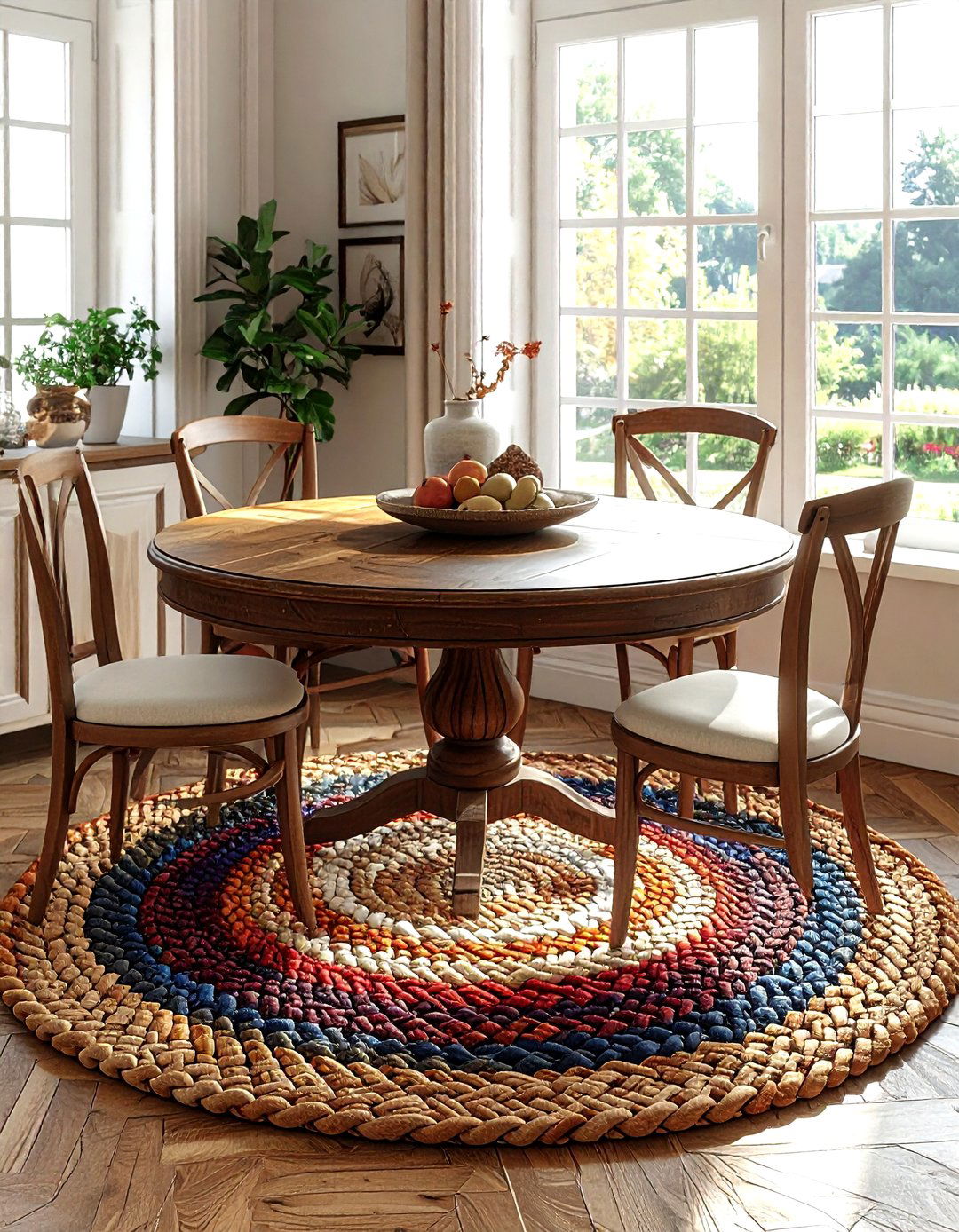 Round Braided Rug - 30 indoor outdoor rug dining room ideas