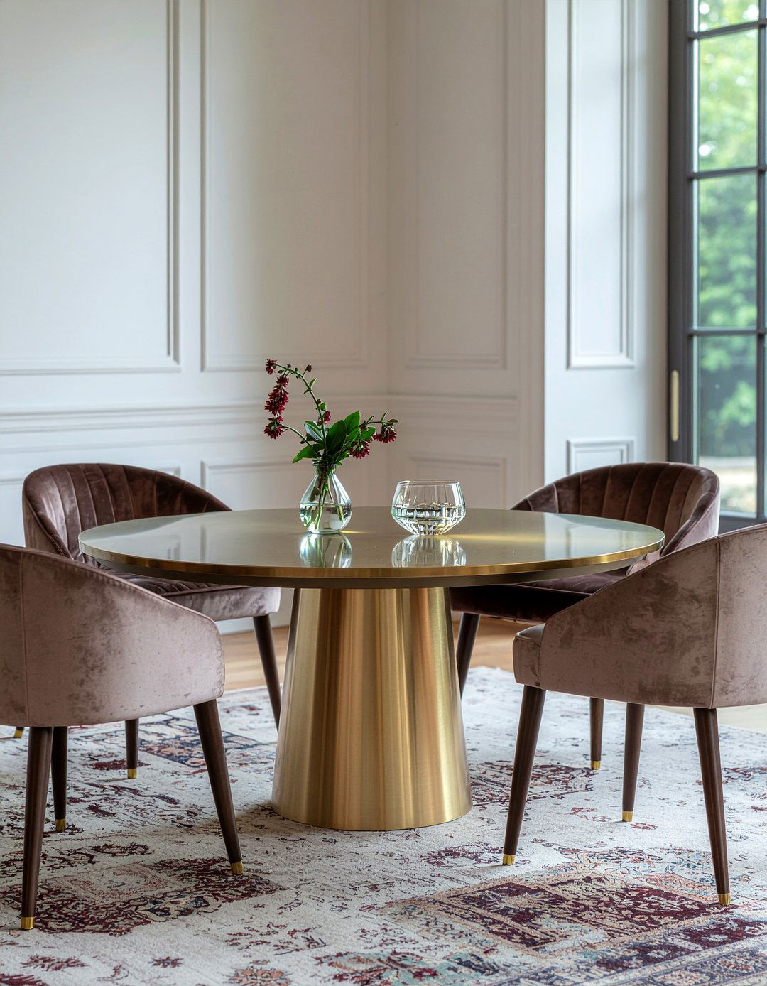 Round Brass Dining Table - 30 metal dining table ideas